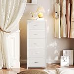 CAIYUN 5 Tiroir Tall Dresser, Dressing pour entrée de chambre Hallway, Tiroir de rangement, Commode De Chambre, Armoire De Rangement, Blanc