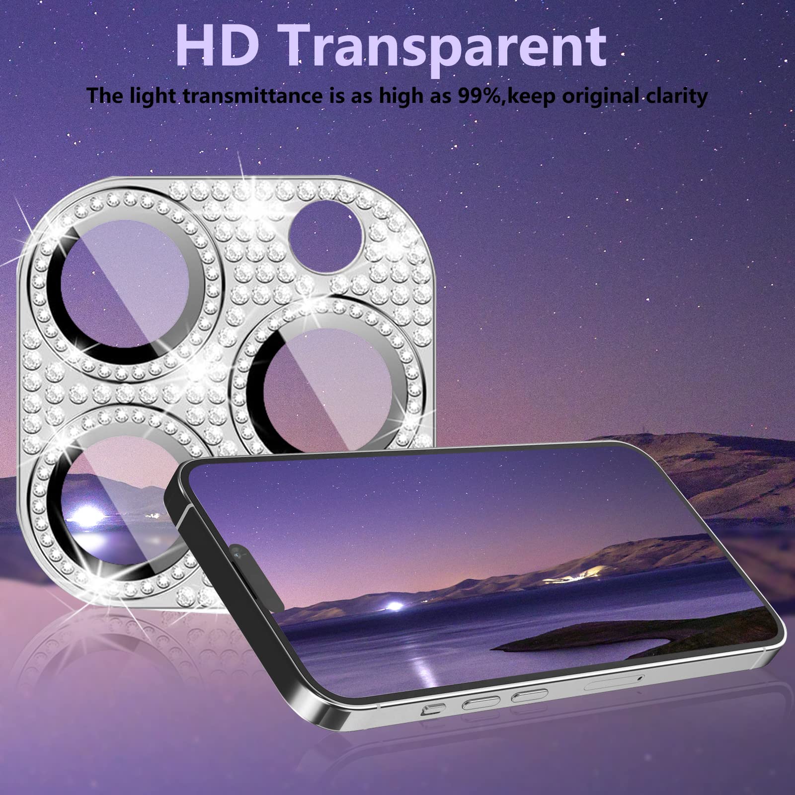 WoPail Glitzer Kameraschutz Für IPhone 17 Pro Max - Diamant Bling Objektivschutz In Orange