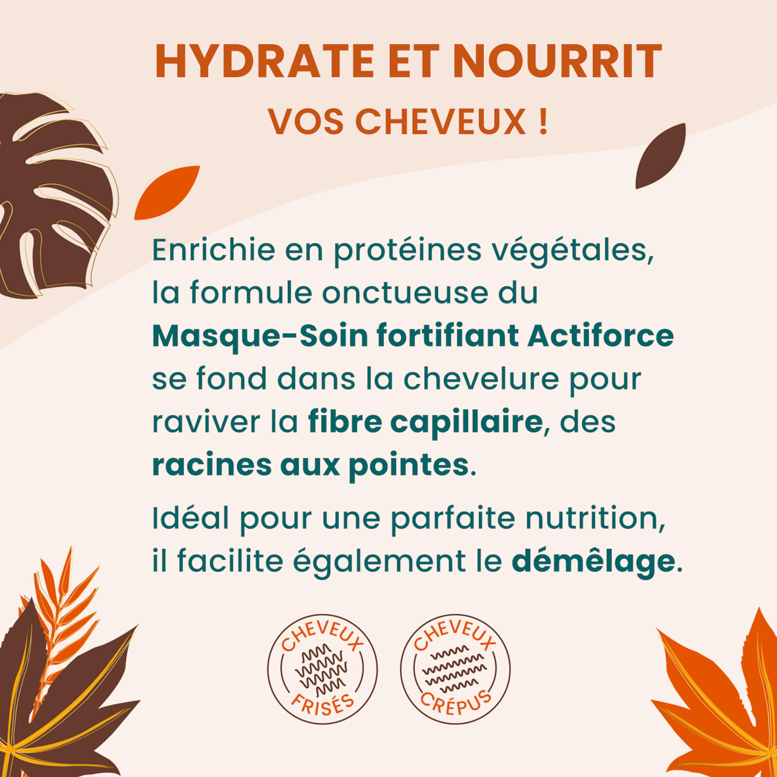 ACTIVILONG - Masque-Soin Fortifiant Actiforce - Cheveux Frisés Et Crépus - Nourrit, Revitalise Et Démêle - 97% D'Ingrédients Naturels - Made In France - 300ml