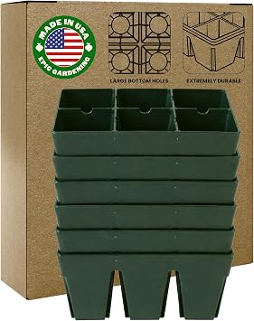 Epic Gardening Reusable Seed Starter Tray - Easy Watering Seed Starting Trays - Gardener Friendly Plant Trays for Seedlings | UV-Treated & BPA-Free -6-Cell Seed Starting Trays - 6 Trays/Sage Green