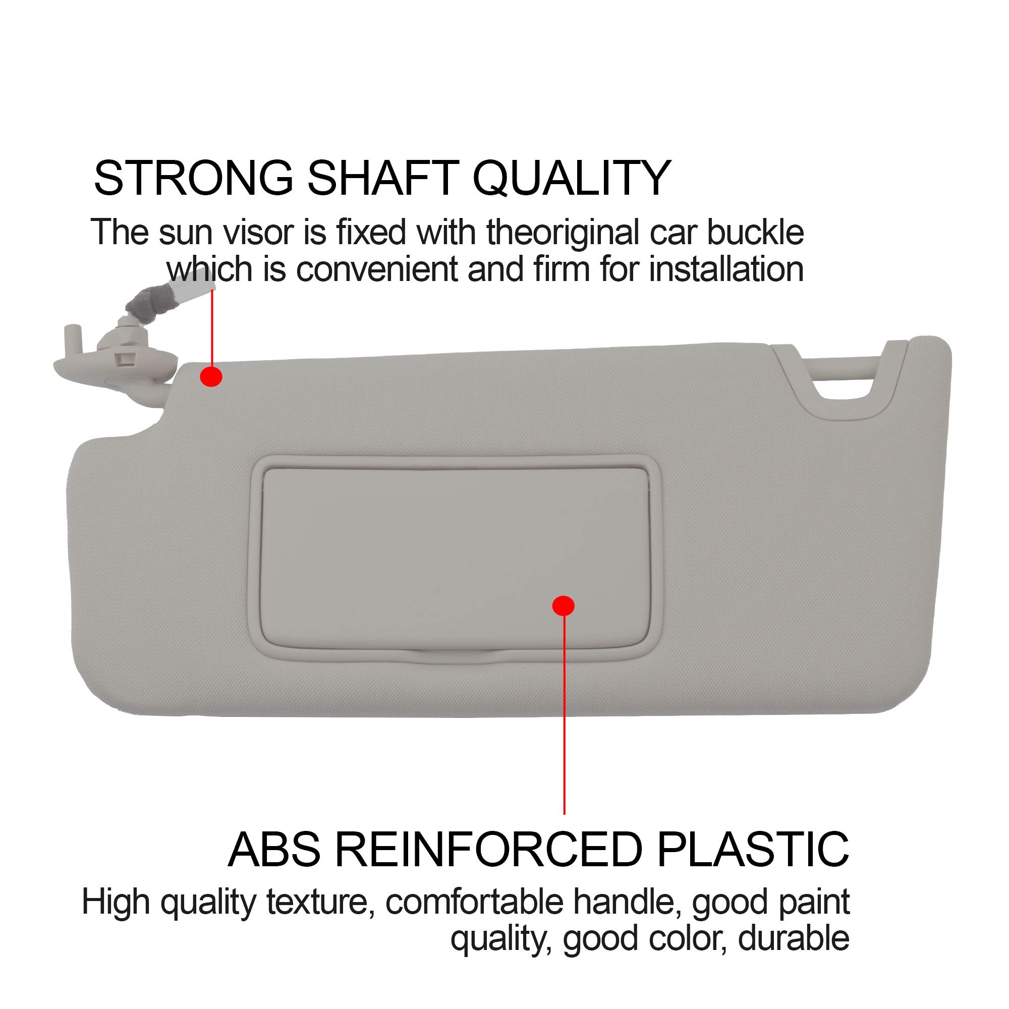 Dasbecan Gray Left Driver Side Sun Visor with Light Compatible with Honda Accord 2008 2009 2010 2011 Replaces 83280-TA5-A51ZA 83280TA5A51ZA