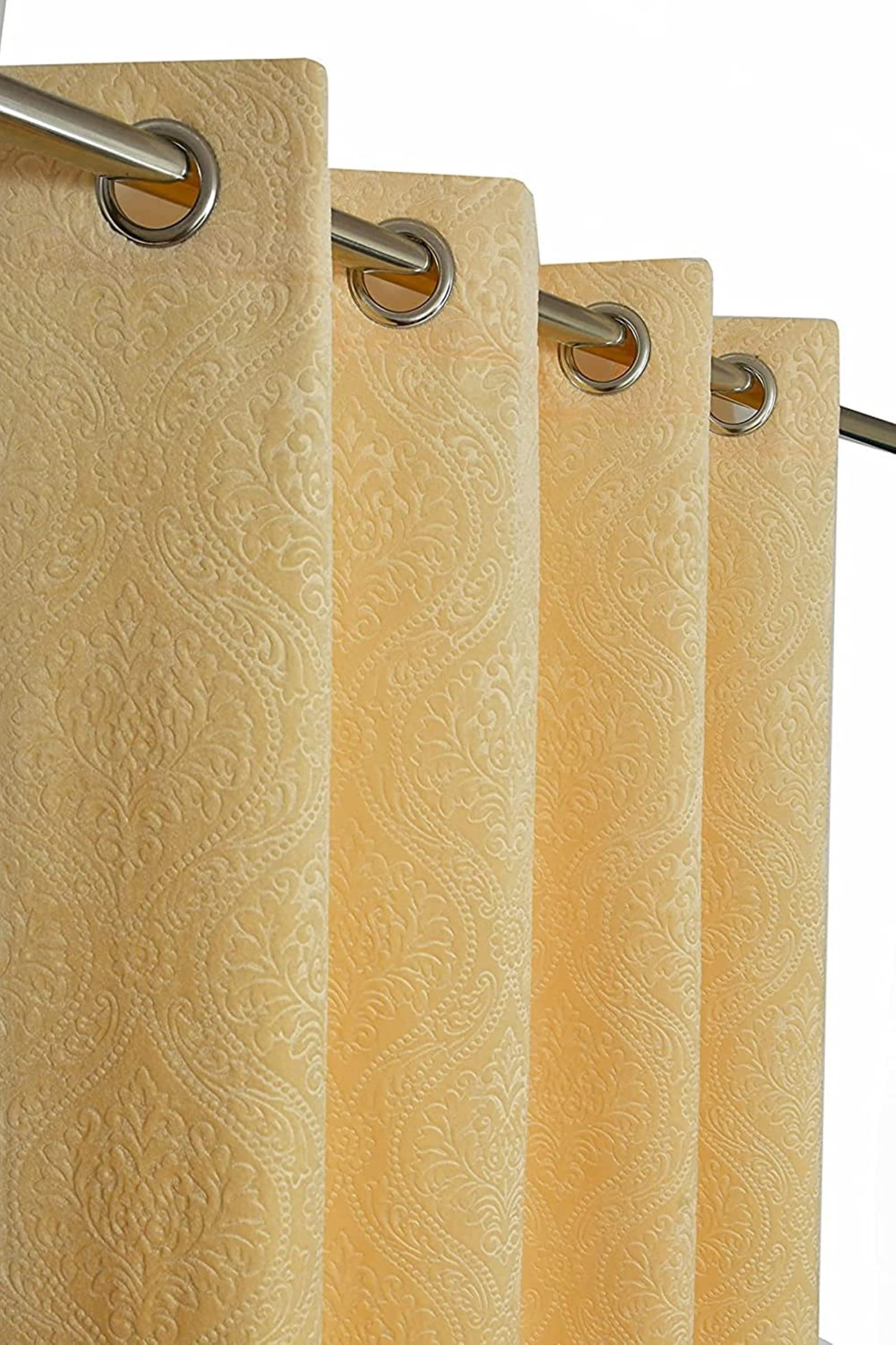 Premium Velvet Blackout Curtains for Living Room & Bedroom | 7ft Long Door Parda| Heavy Fabric | Light Blocking, Noise Cancelling, Designer Drapes (Set of 1 Pcs, Cream Colour) discount deal