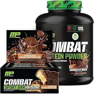 Combat Protein 4lb Chocolate Milk and Combat Chocolate Peanut Butter Sport Bars