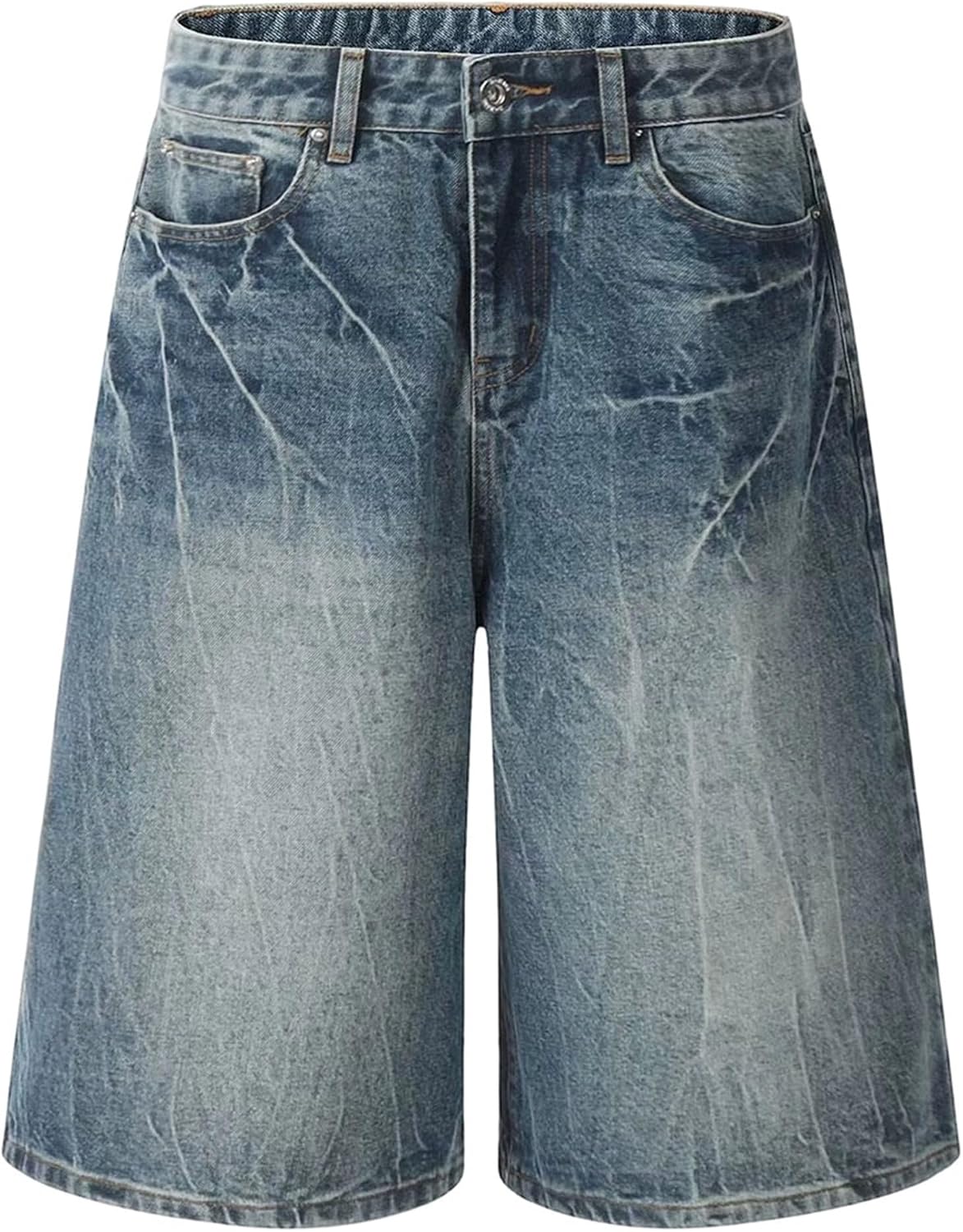 Jorts Men Baggy Baggy Wide Leg Cropped Denim Shorts Summer Loose Below Knee Capri Jeans Pants Streetwear