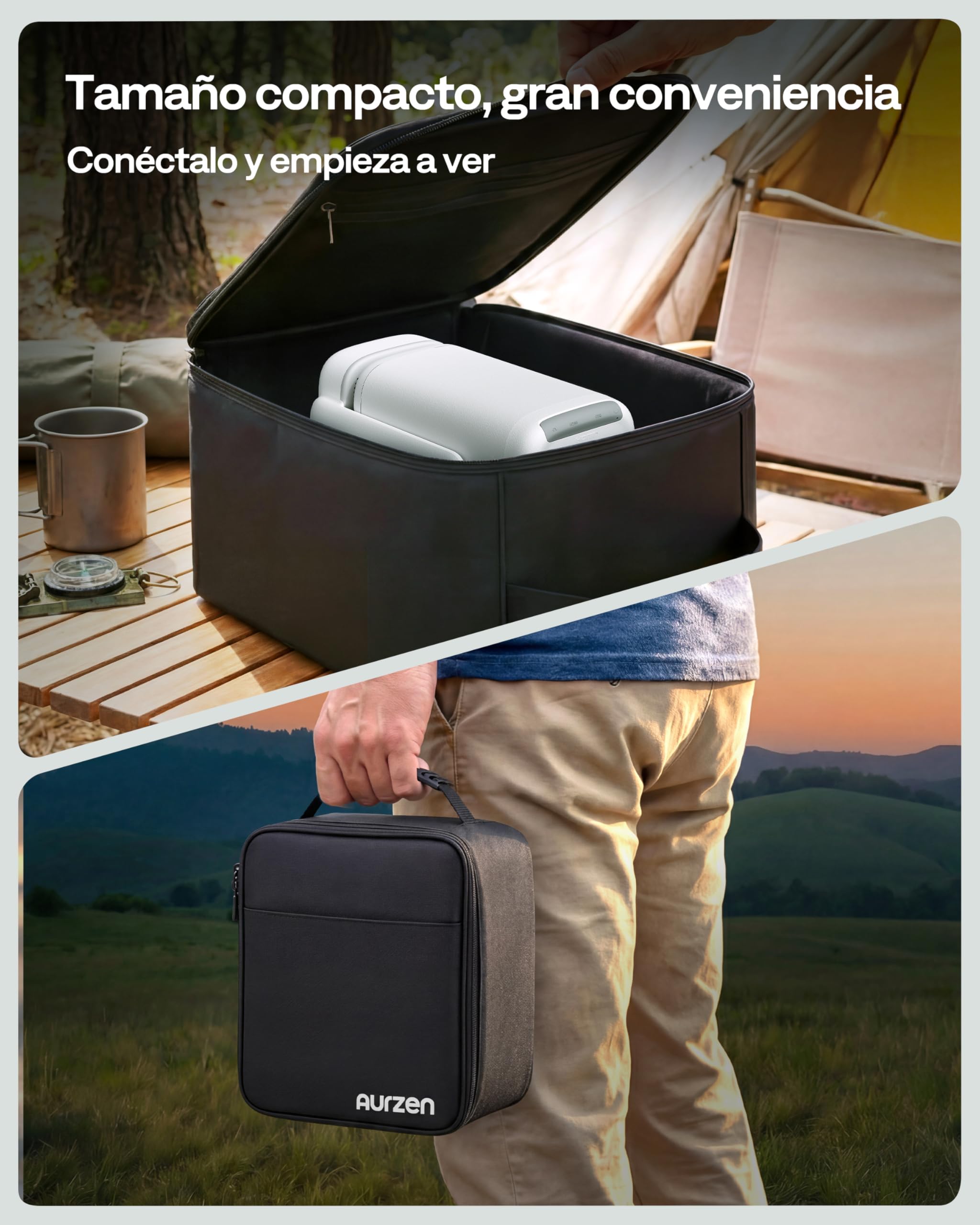Aurzen D1 Air Proyector Portatil con Netflix y Youtube, Smart Proyector con WiFi y Bluetooth, Alimentado por USB-C, Configuración Automática, 16W Dolby Audio, 1080P ＆ HDR10, Soporta 4K, Exterior