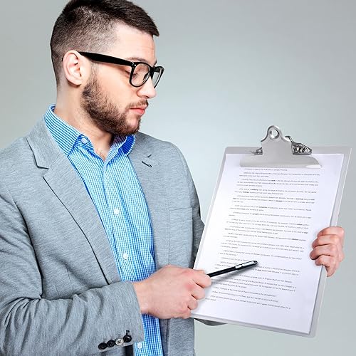 Miniatura 6 de 8 portapapeles de metal de aluminio resistente de 12 x 9 pulgadas, con clip de perfil bajo, tamaño carta A4, soporte para documentos para oficina,