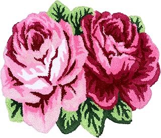 ABREEZE Rose Rug Flower Area Rug Pink Plush Bath Mat Door Mat Nonslip Ba...