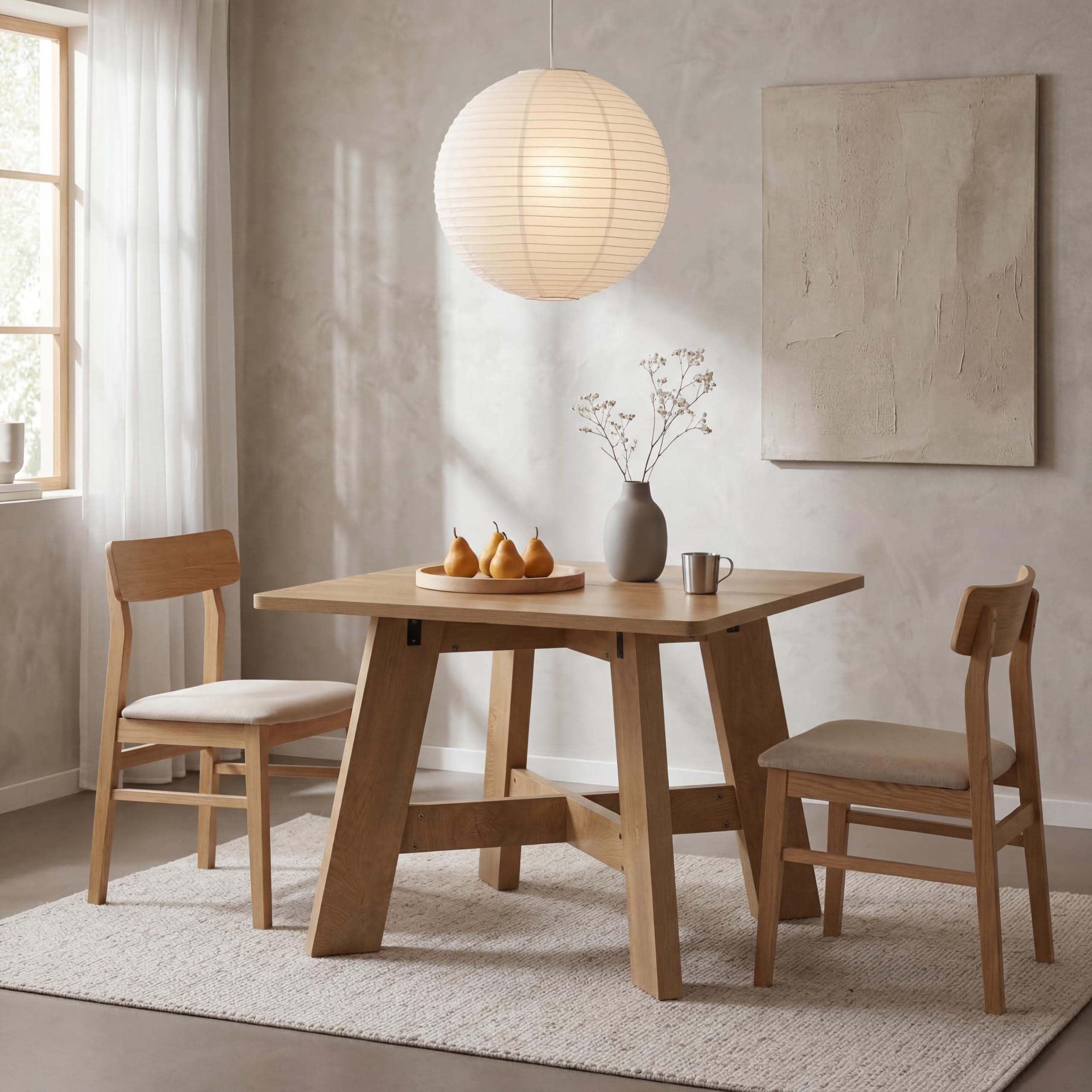 Photo 1 of **USED** LITTLE TREE 39.37" Square Dining Table for 4, Small Space Kitchen Table with Pedestal Base, Farmhouse Wood Tables for Apartment, Dining Room & Living Room, Ideal for Cafe & Restaurant Use