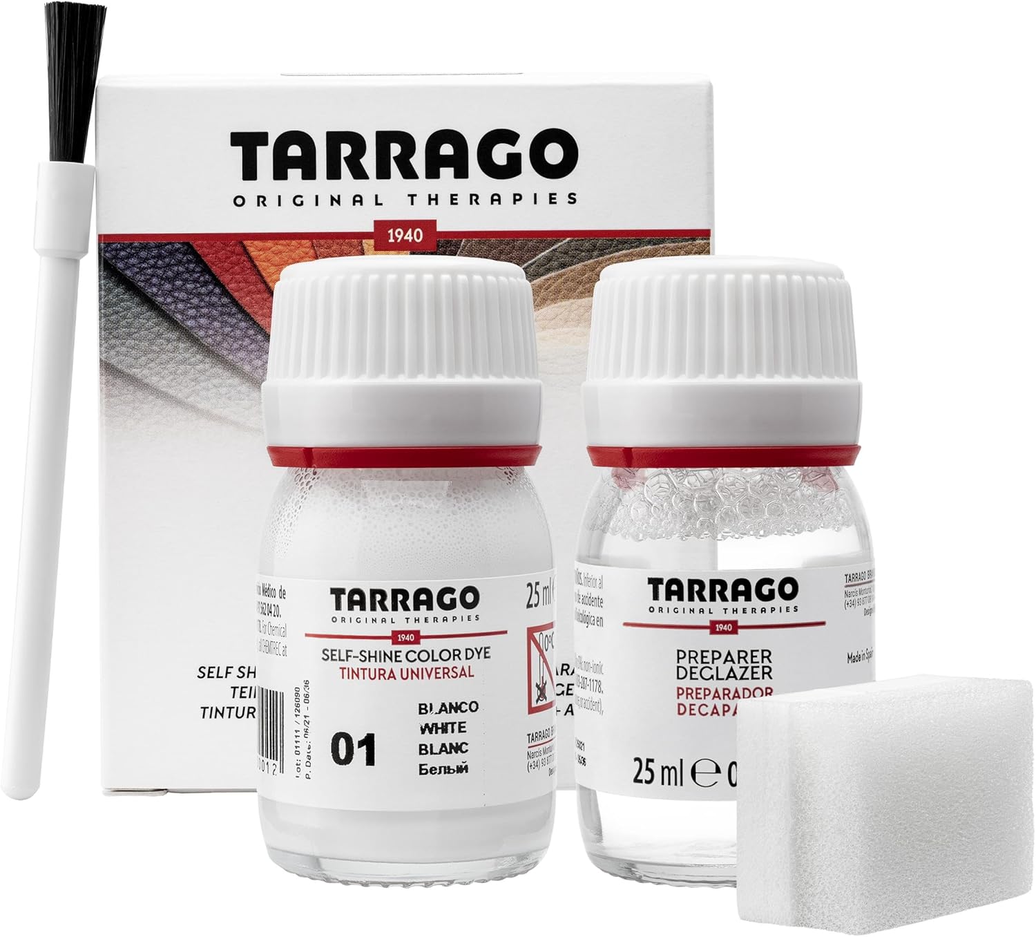 Kit Tintura Scarpe E Cuoio Tarrago - Include Primer, Tintura Nera, Pennello E Spugna - Foto 9