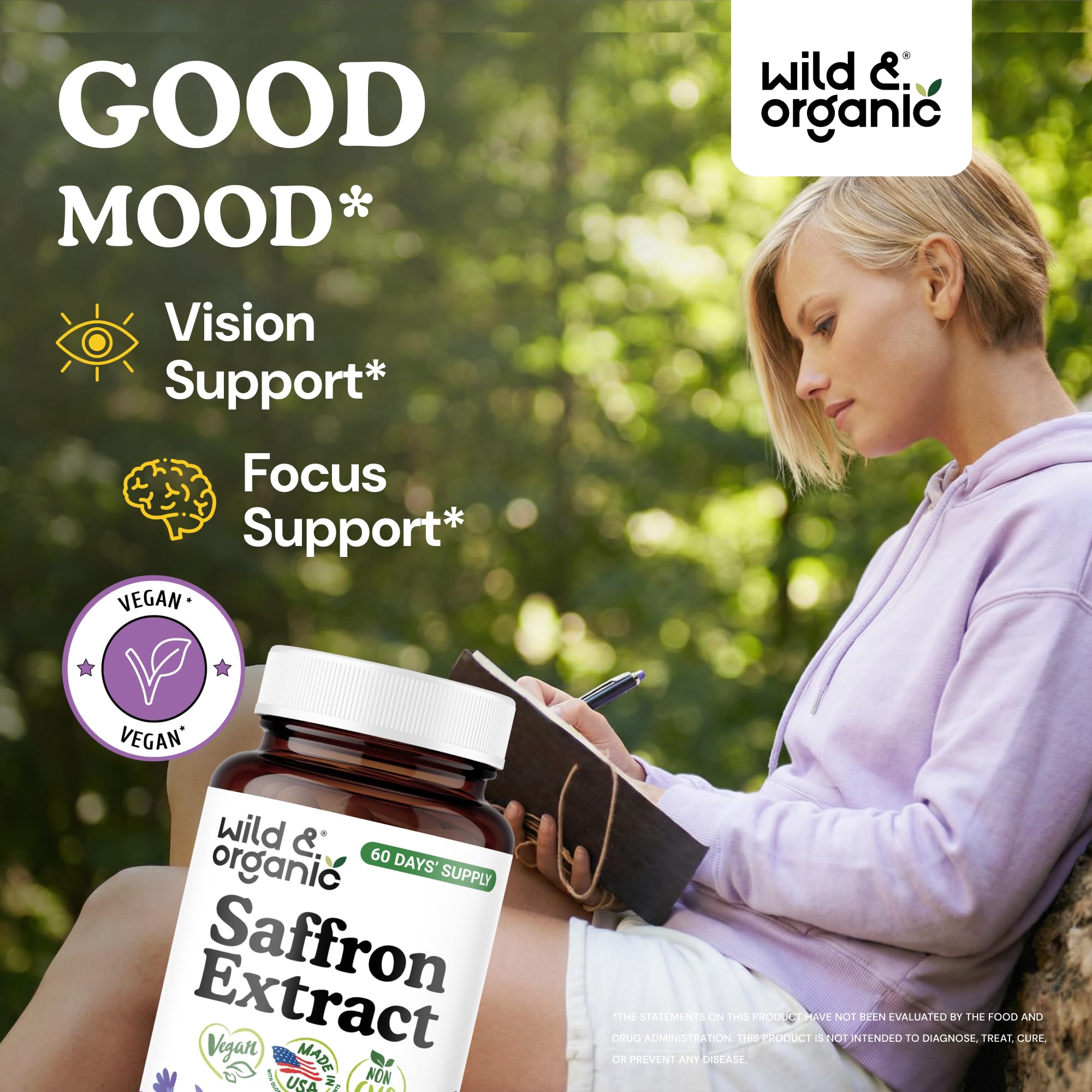 Wild & Organic Saffron Capsules 88.5 mg - Mood Support - 60 Count — Amazon image 2