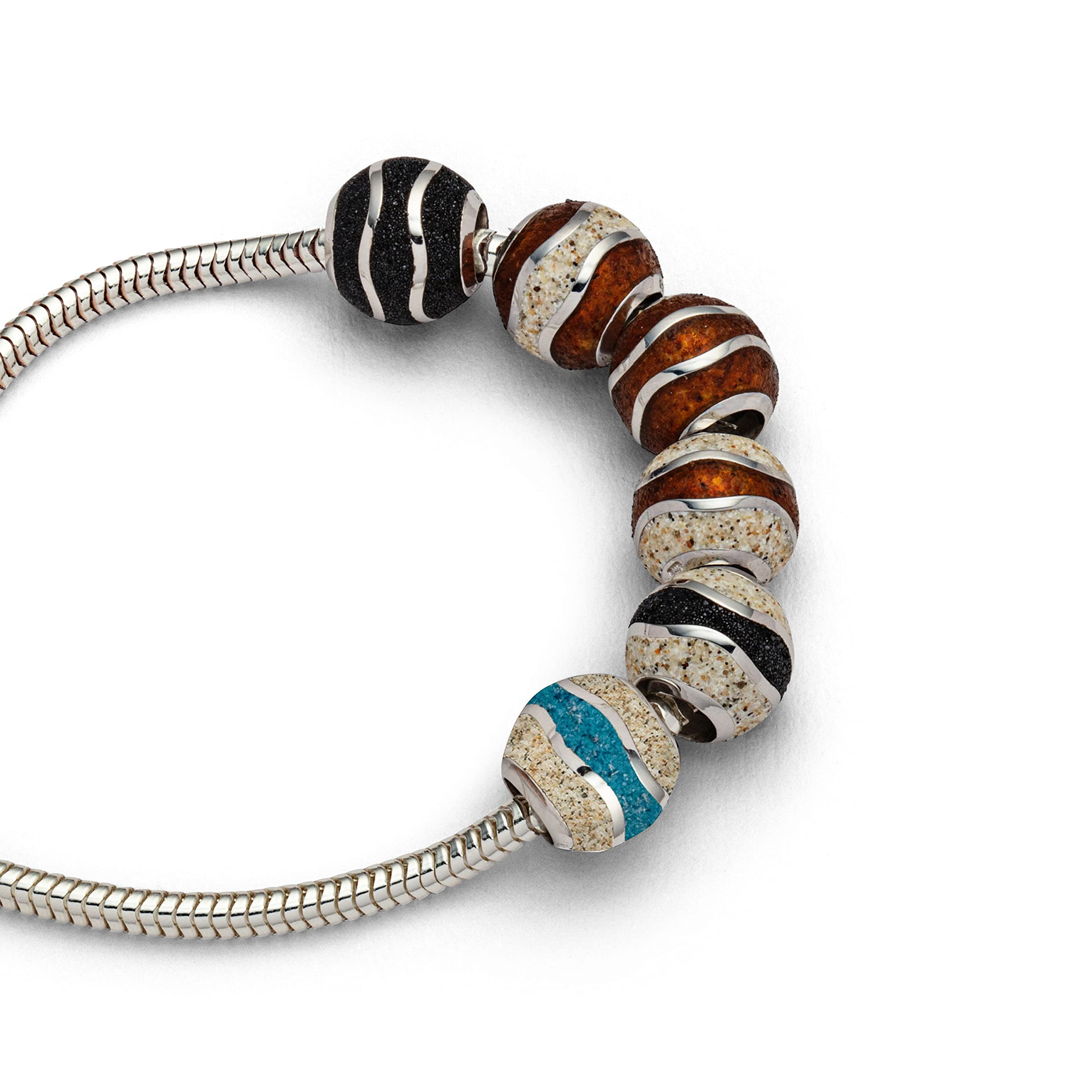 DUR Damen Anhänger Bead Welle aus Sterling-Silber in der Farbe Silber-Türkis, Maße: 11mm, P3824
