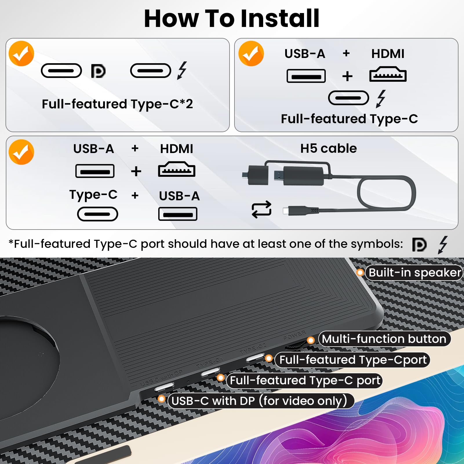 Extensión de pantalla de ordenador portátil, 15,6 pulgadas, FHD 1080P, triple monitor extender | Plug & Play, giratorio 235°, desmontable, apto para portátiles de 13 a 17,3 pulgadas, compatible con Win/MacOS/Chrome/Android
