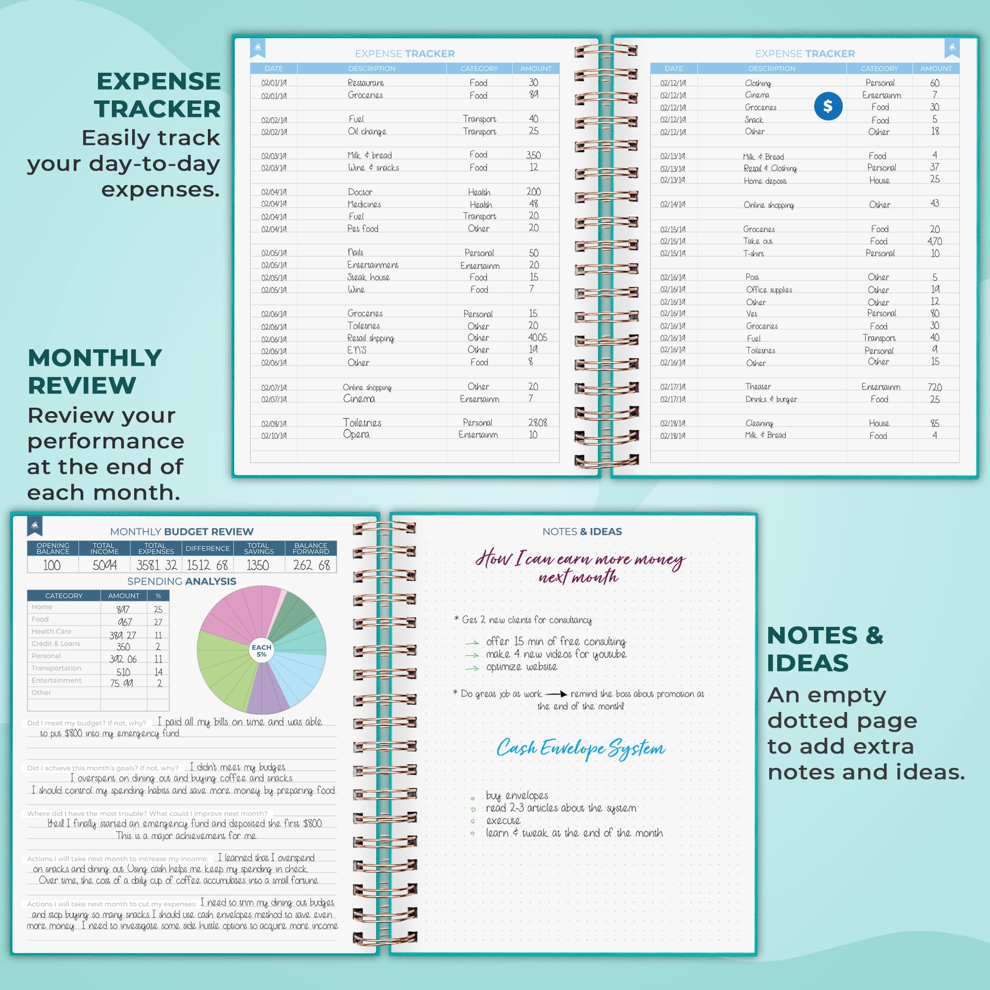 Clever Fox Budget Planner Pro - Financial Organizer Cash Envelope System Monthly Finance Journal Expense Tracker Personal Account Book Undated Start An - View #2