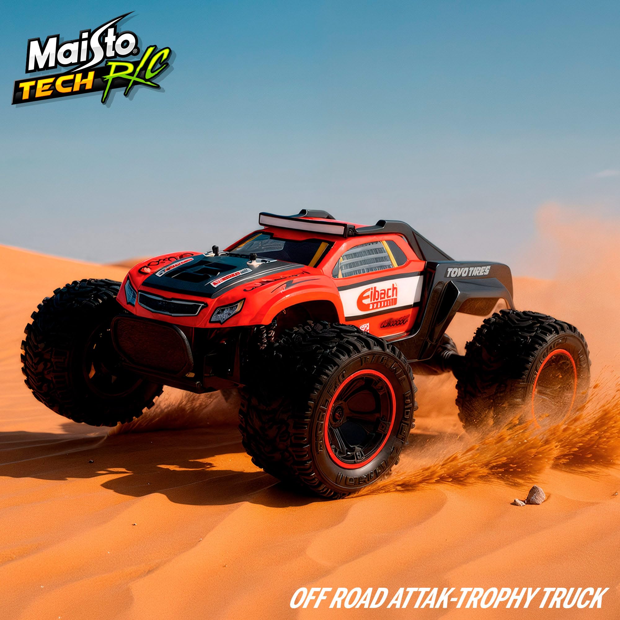 Maisto Tech R/C 4x4 zdalnie sterowany samochód, Trophy Truck, koła terenowe, 2,4 GH.z, 6 kierunków, 35 metrów, ładowanie USB, pilot zdalnego sterowania, samochody dla dzieci, +8 lat (78409)