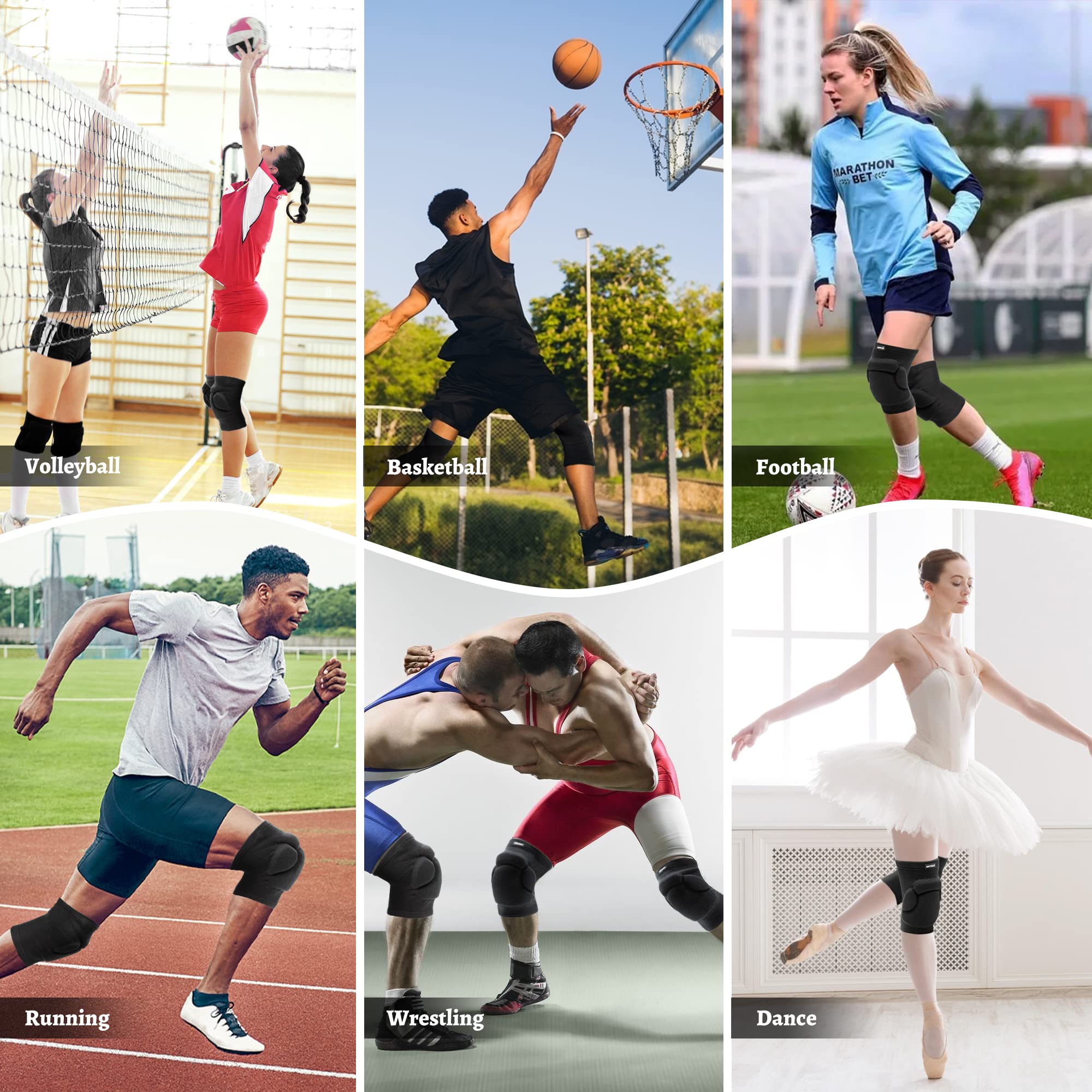 Rodillera protectora, rodilleras de voleibol para hombres y mujeres, almohadilla deportiva de esponja antideslizante y gruesa para voleibol, lucha, snowboard, entrenamiento, grande