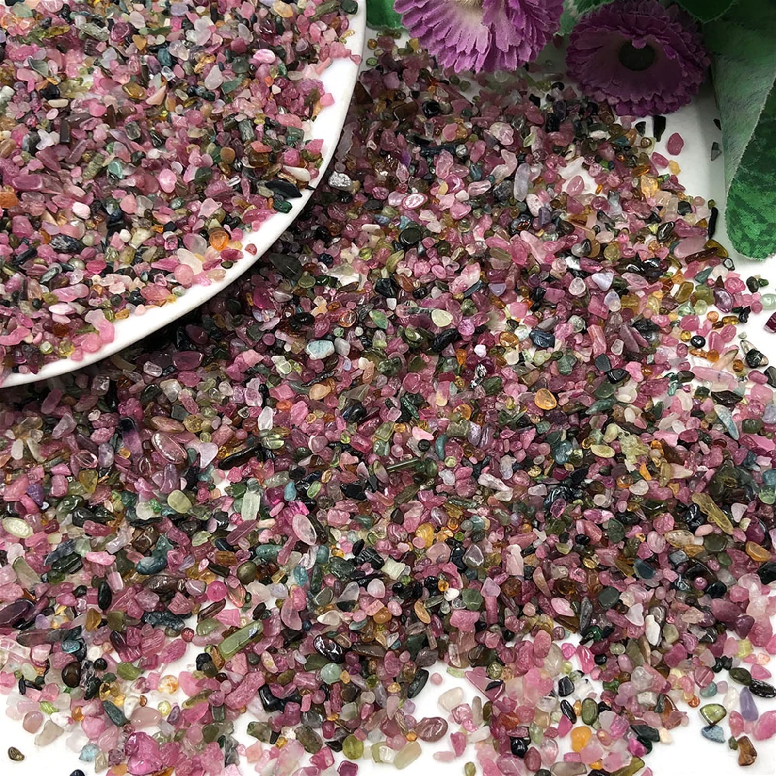 50 g Packung Natürliche Bunte Turmalin-Kristalle Chips Kies Quarz Stein Aquarium Home Room Dekoration DIY Home Sammlungen