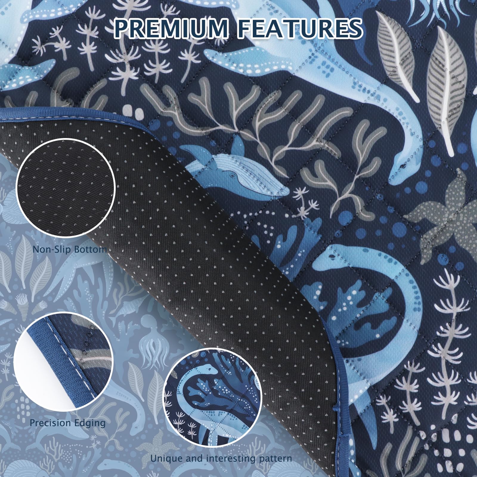 BVAGSS 2 Pezzi Tappetini Assorbenti per Cani, Tappeti Lavabili Riutilizzabili, Antiscivolo, Alta Assorbenza Addestramento traversine per cani XH081 (60x60cm,Dino Navy)