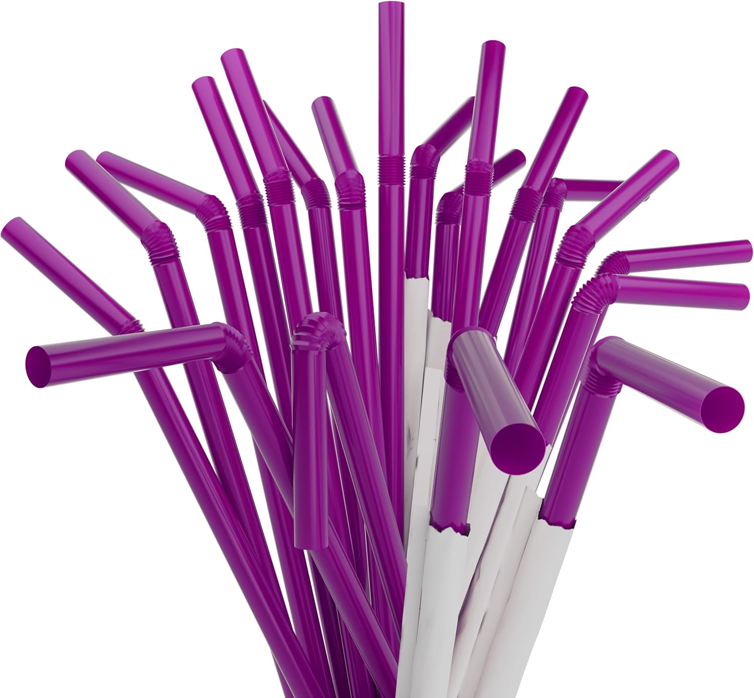 Paper Wrapped Plastic Flexible Drinking Straws - 7.75" x 0.23" (250, Purple)