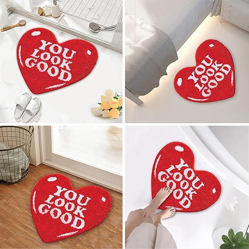 Miniatura 7 de Alfombra de baño con forma de corazón, decoración de alfombra para el día de San Valentín, alfombra pequeña y fresca, alfombra de ducha