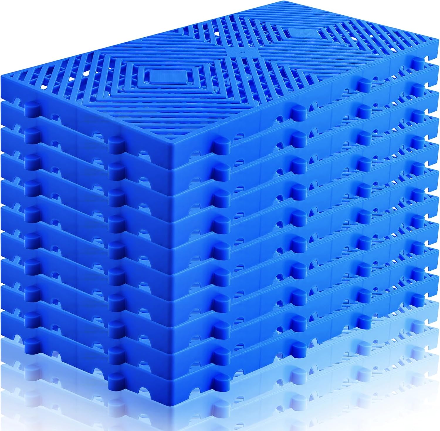 10Pcs Plastic Pallet for Basement Storage Hdpe Waterproof Grid Ventilation Floor Pallet Lightweight Breathable Grid Pad for Garage Supermarket Basement 23.6inx11.8inx1.18in