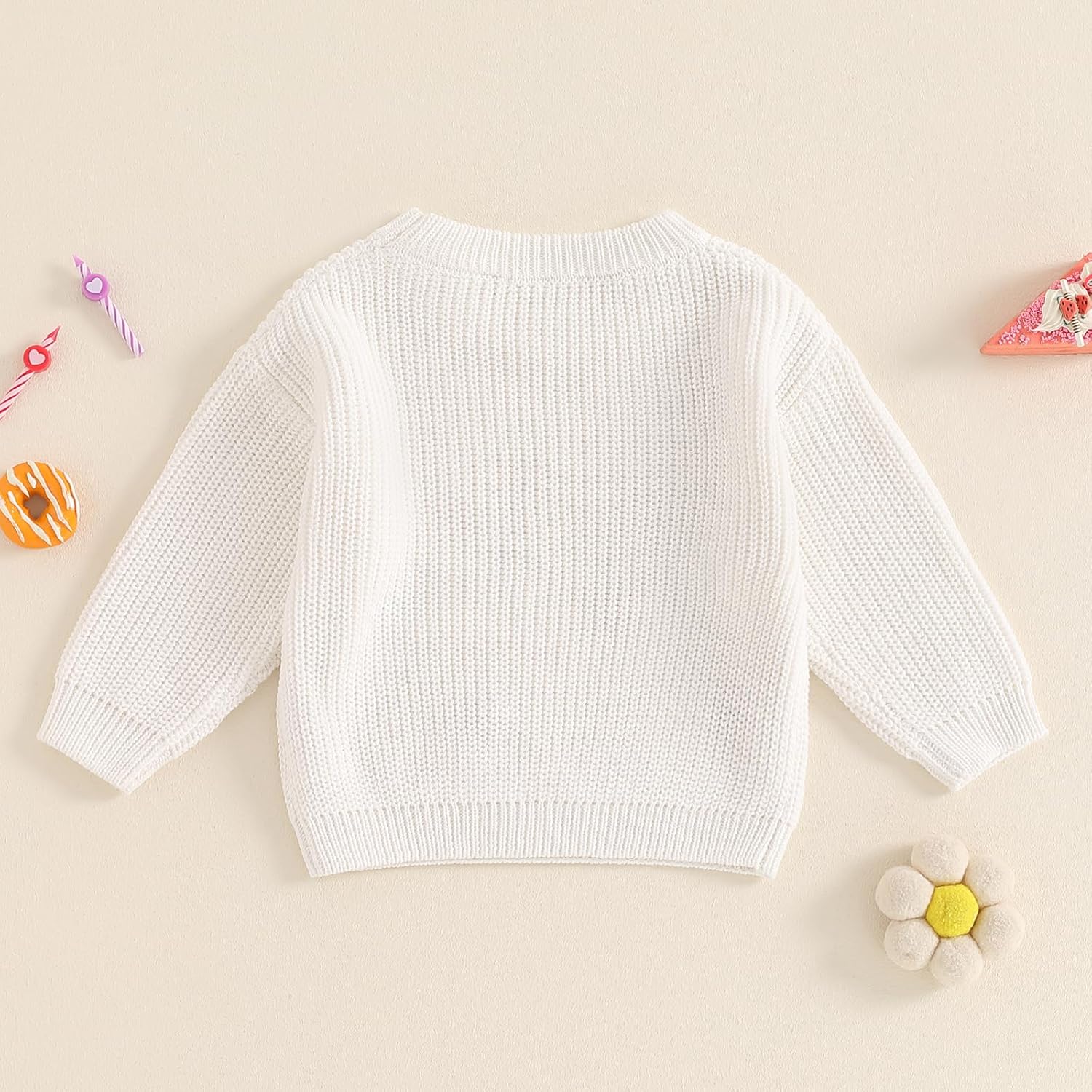 Infant Baby Girl 1st Birthday Outfit Floral One Embroidery Sweater Top Knit Pullover Sweatshirt Winter Clothes - Image 3