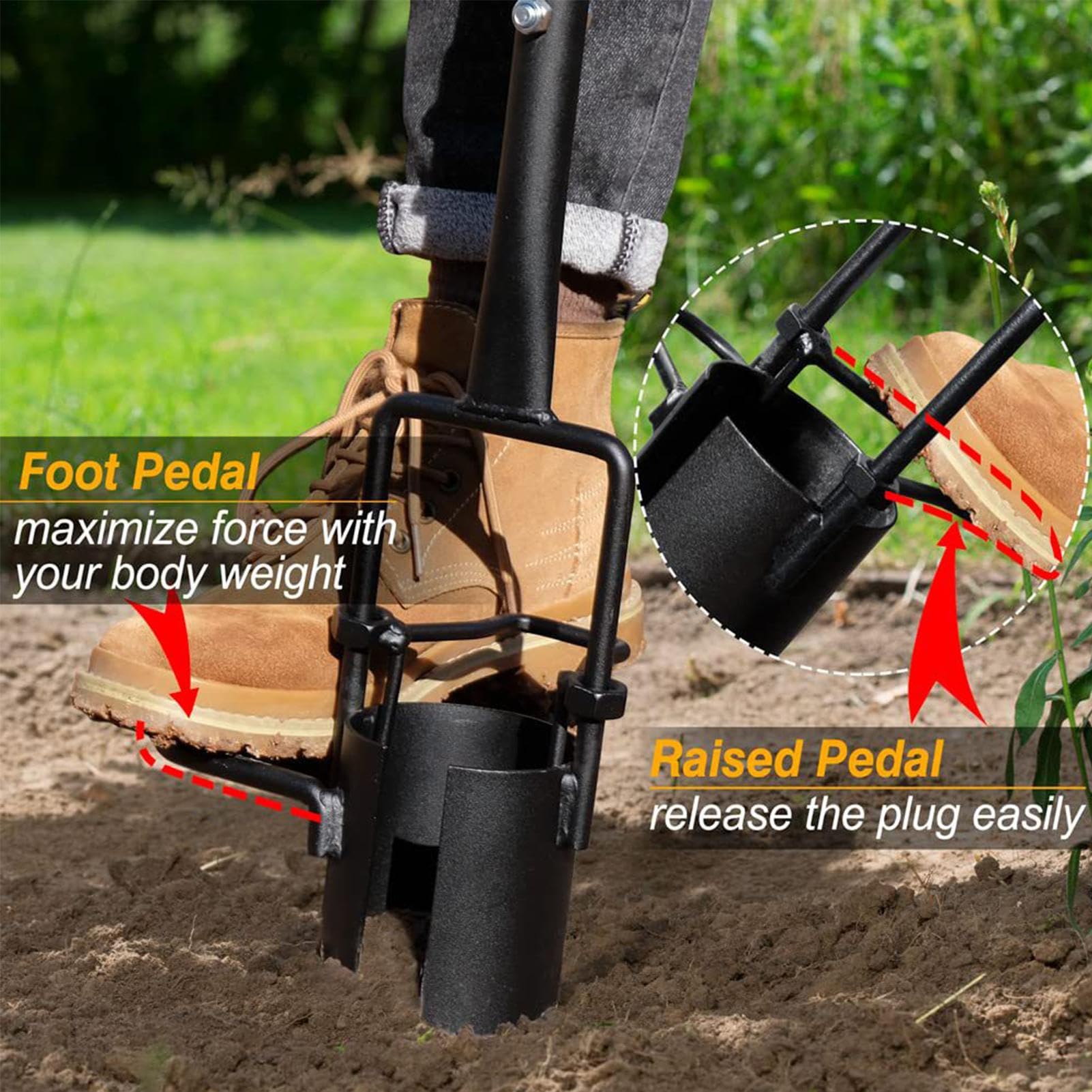 Outil de Jardinage Portable à Long Manche, Outil de Jardin Multi-usages, idéal pour ameublir Le Sol, Transplantation de, Plantation de pelouse, 37,65 x 28,9 x 3,5 cm