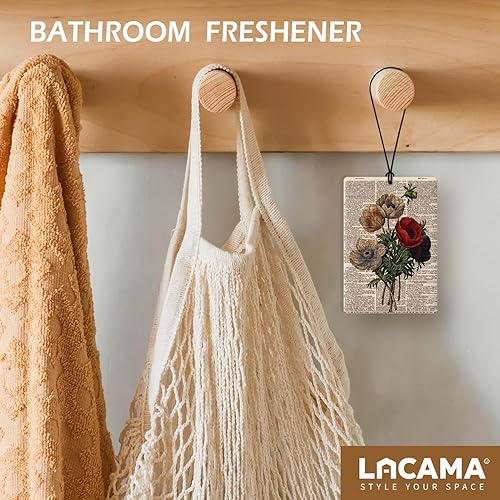 Miniatura 6 de Lacama Ambientador retro para automóvil, 3 piezas, vintage, sin tallo, anémona de genciana, lila, aromas de autos, ambientador para mujeres y niñas,