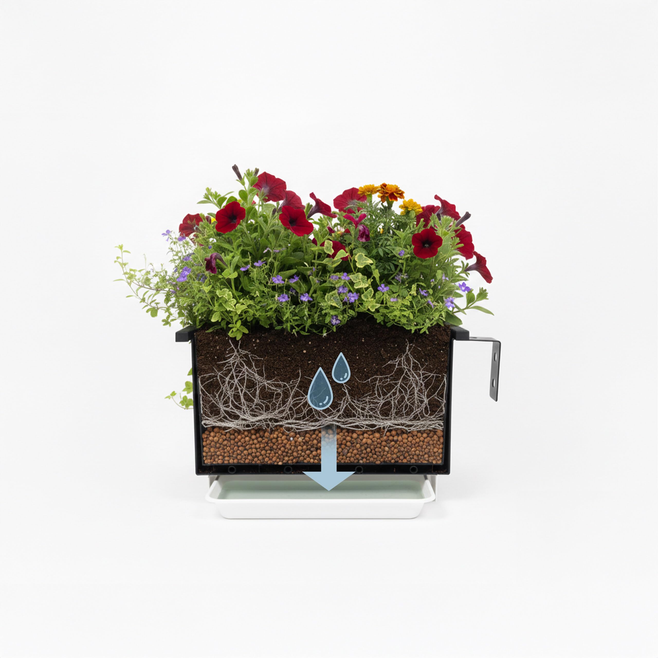 Relaxdays Lot de 2 jardinières pour Balcon avec Drainage, Acier Anthracite, H 17 cm x L 50 cm x P 19 cm
