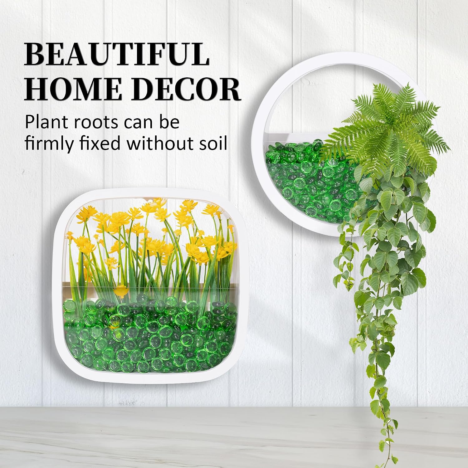 Flat Glass Marble 0.97lb Decorative Glass Gems for Vase Filler DIY,Green