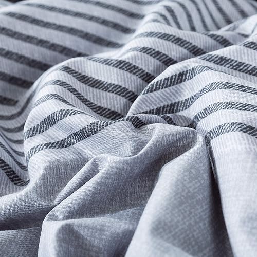 Miniatura 8 de Andency - Juego de edredón de rayas de microfibra suave con bucles en las esquinas