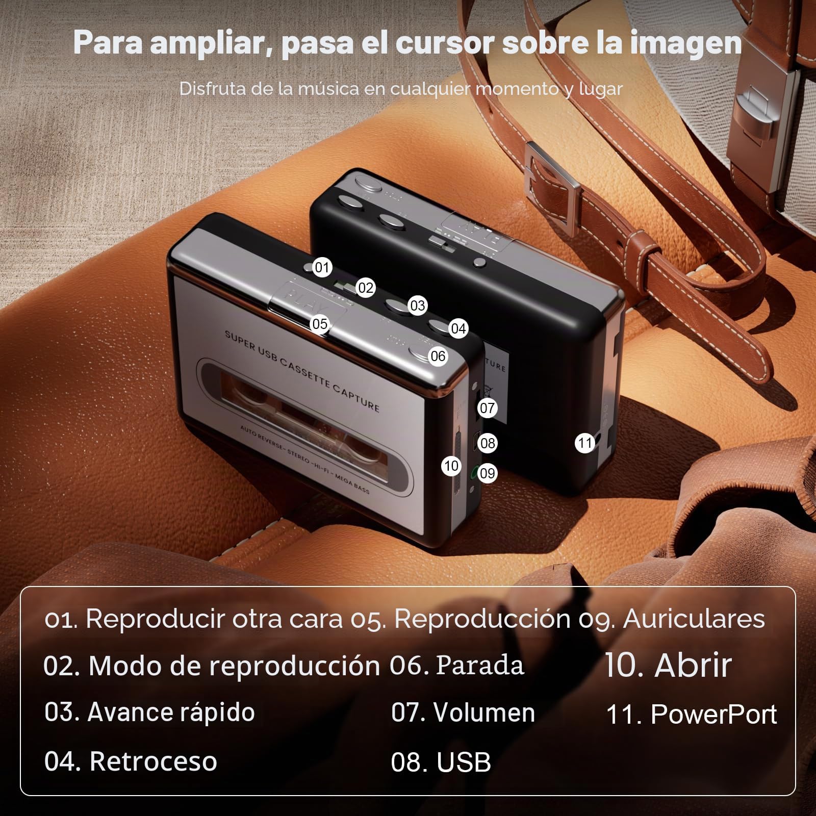 Reshow Grabadora de casete portátil que graba archivos de audio MP3 a través de USB – Convierte cartuchos para iPod – Compatible con ordenadores portátiles y ordenadores de formato plateado