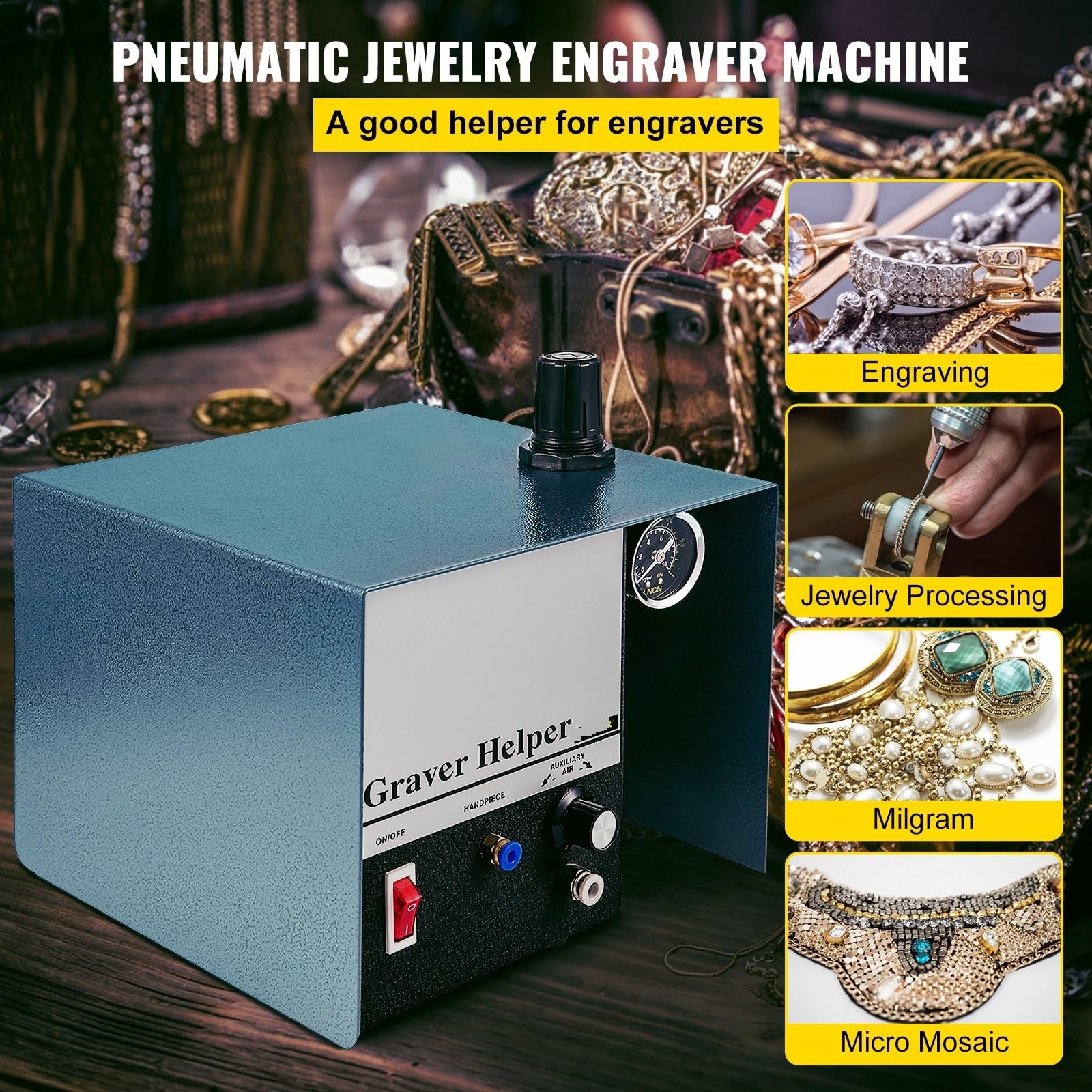 Grawer pneumatyczny Single Ended 1400RPM biżuteria pneumatyczny grawer udarowy grawer do rzeźbienia mozaika DIY Craft Dla początkujących DIY