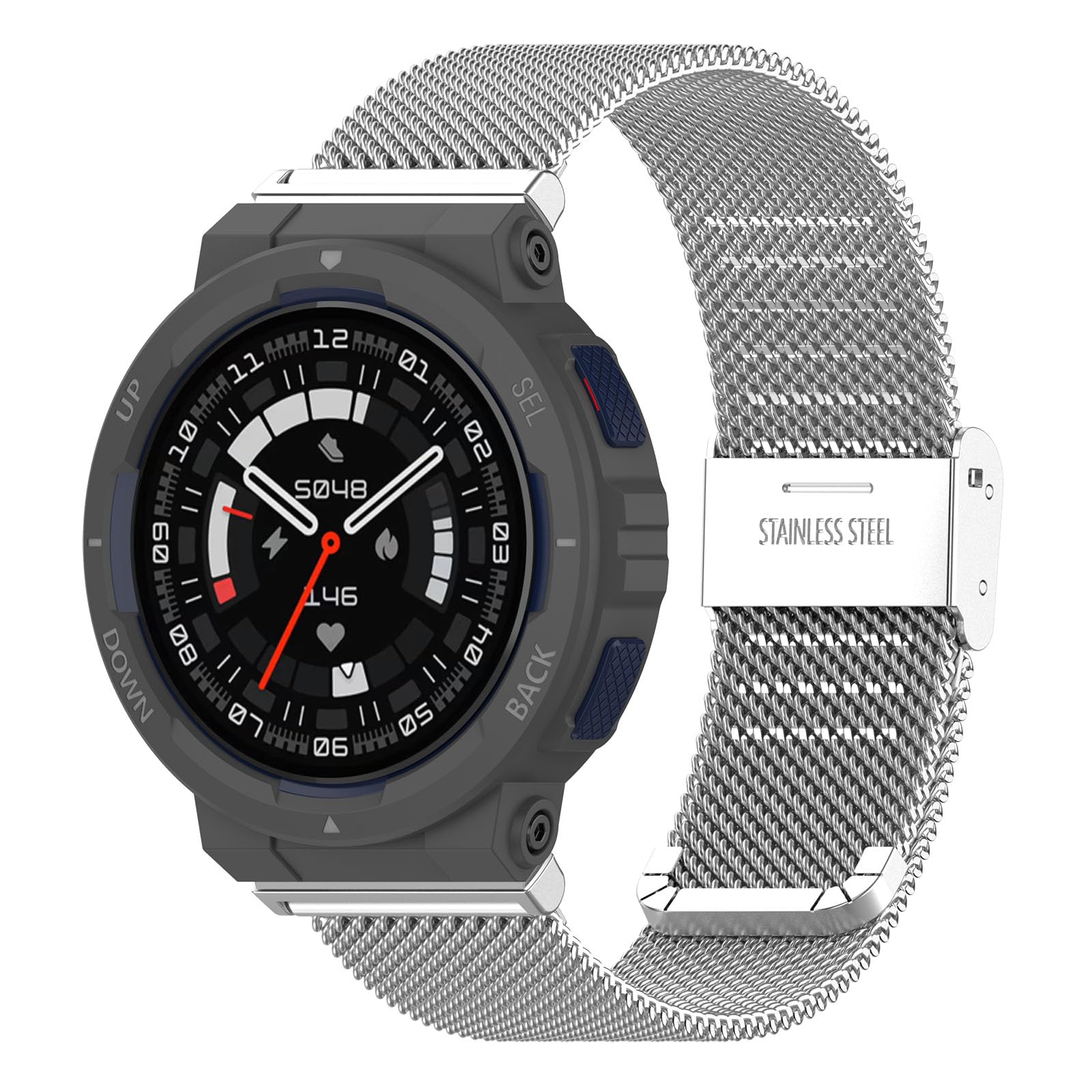 Replacement Bands Compatible with Amazfit Active Edge, Stainless Steel Woven Metal Mesh Band for Active Edge Smart Watch
