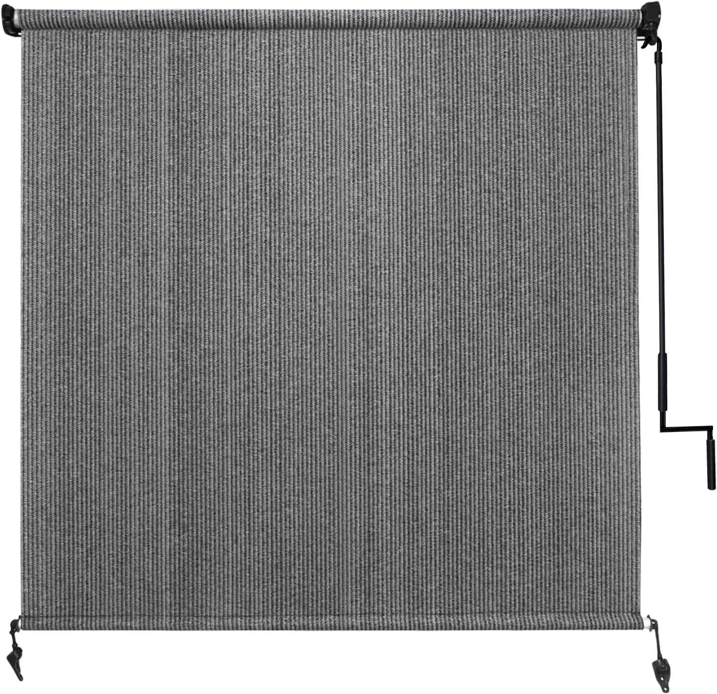 Outdoor Roller Shade 6' W x 8' H Cordless - Two Pole Splicing Design Exterior Roll Up Blinds with One-Piece 90% UV Block Fabric for Patio, Backyard, Pergola & Balcony, Gray