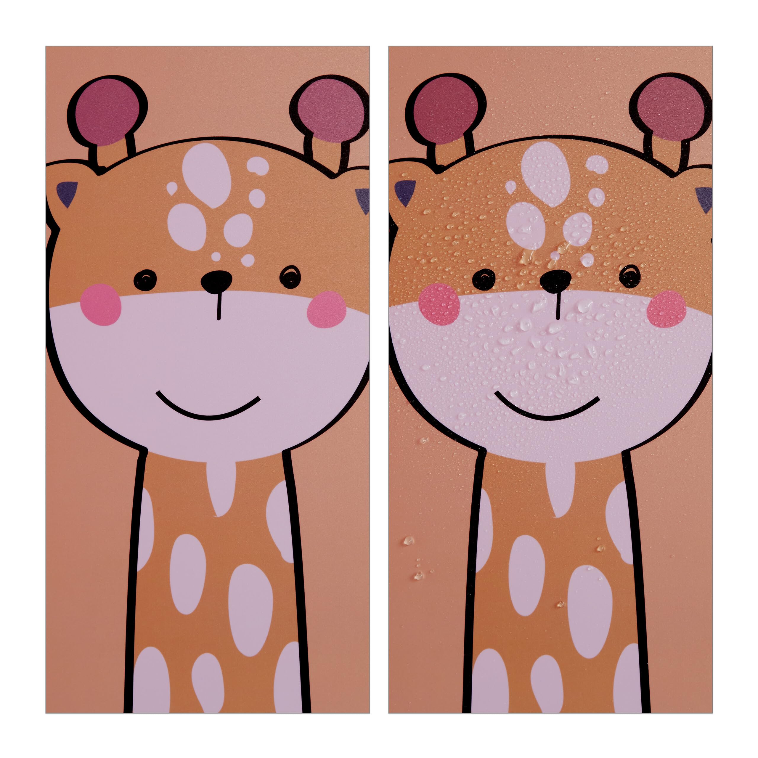 Relaxdays Scaffale Componibile da Cameretta, 2 Aste Appendiabiti, Disegni Animali, HLP: 145x110x37 cm, Incastro, Rosa