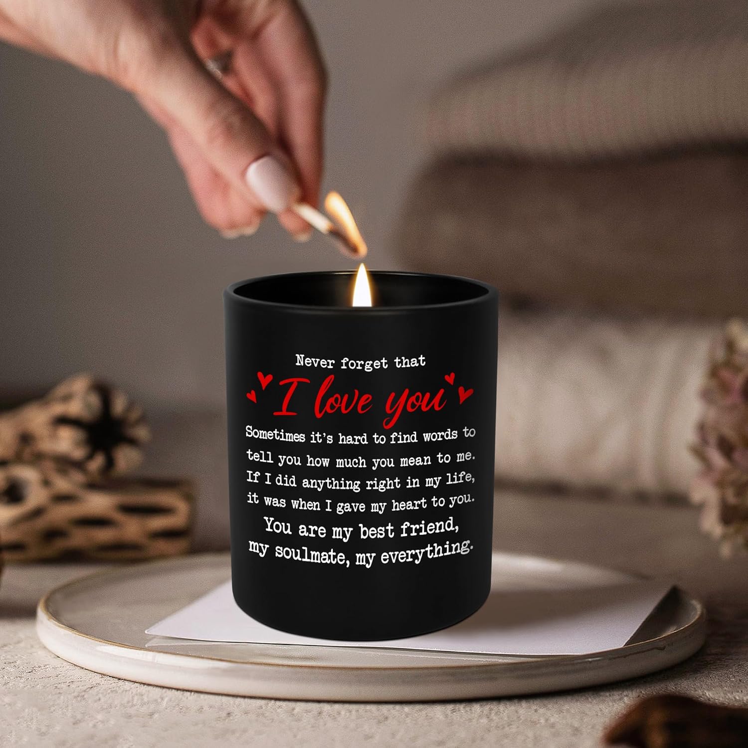 TEEZWONDER Couples Valentines Day Gifts for Her Him - Long Lasting Vanilla Lavender Candle 10 oz - Romantic Anniversary Birthday Gifts for Girlfriend Boyfriend, Wedding Gift for Women Men Husband Wife - Image 9