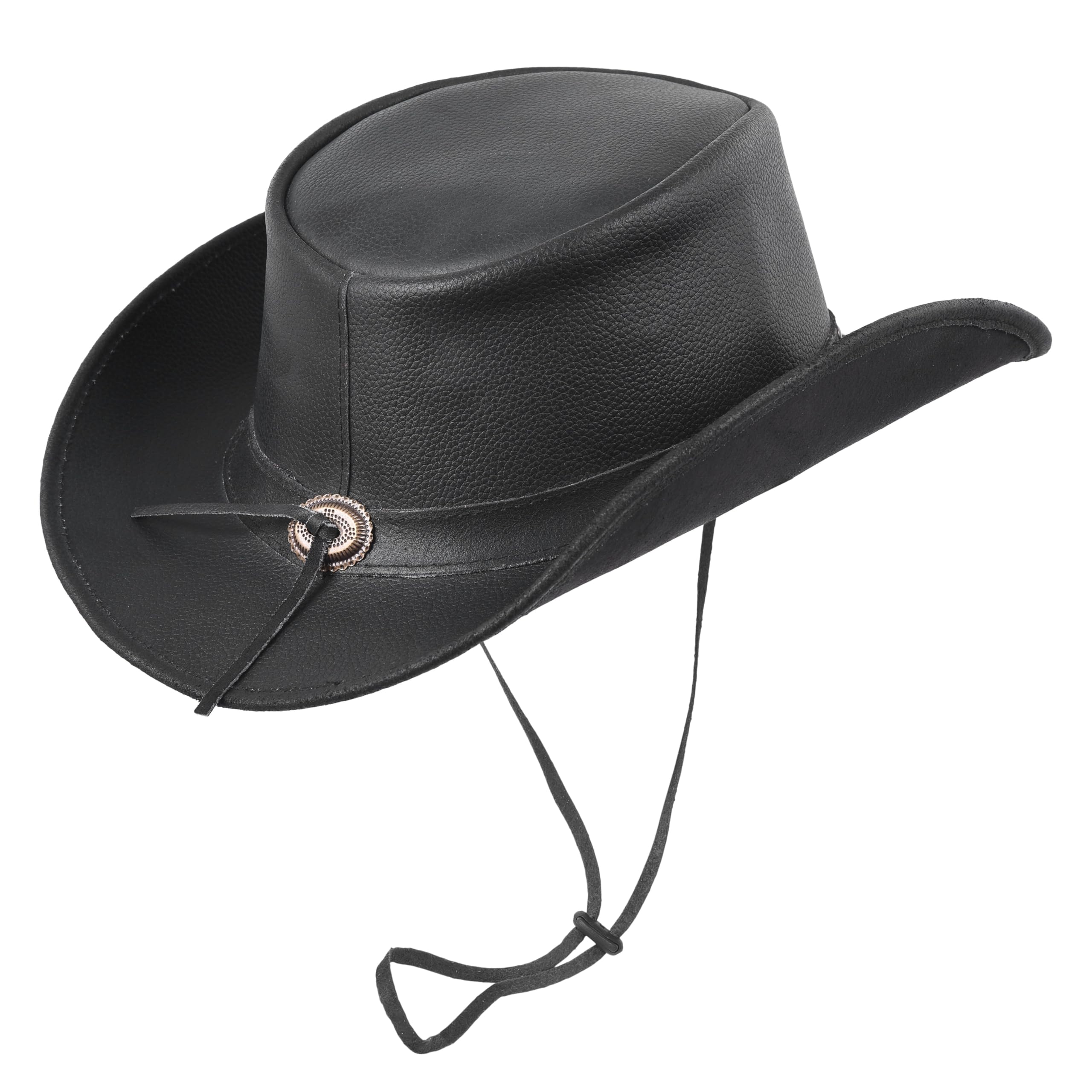 XSHAMROCK Leather Cowboy Hat for Men Women Lightweight Handcrafted Western Shapeable Wide Brim | Western Hats for Men (US, Alpha, Large, Black)
