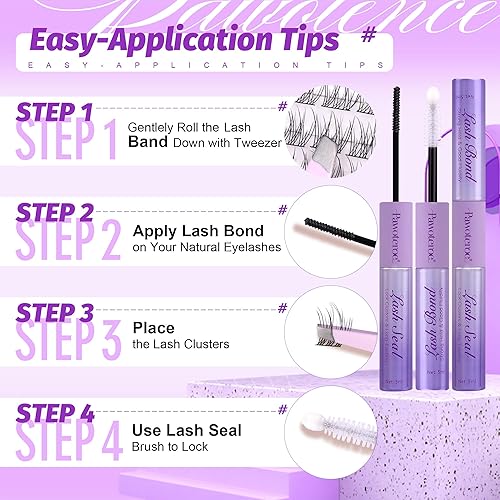 Miniatura 131 de Pawotence Extensiones de pestañas en racimo naturales 30D de 0.315-0.59 pulgadas, pestañas individuales en racimo de 280 extensiones de pestañas