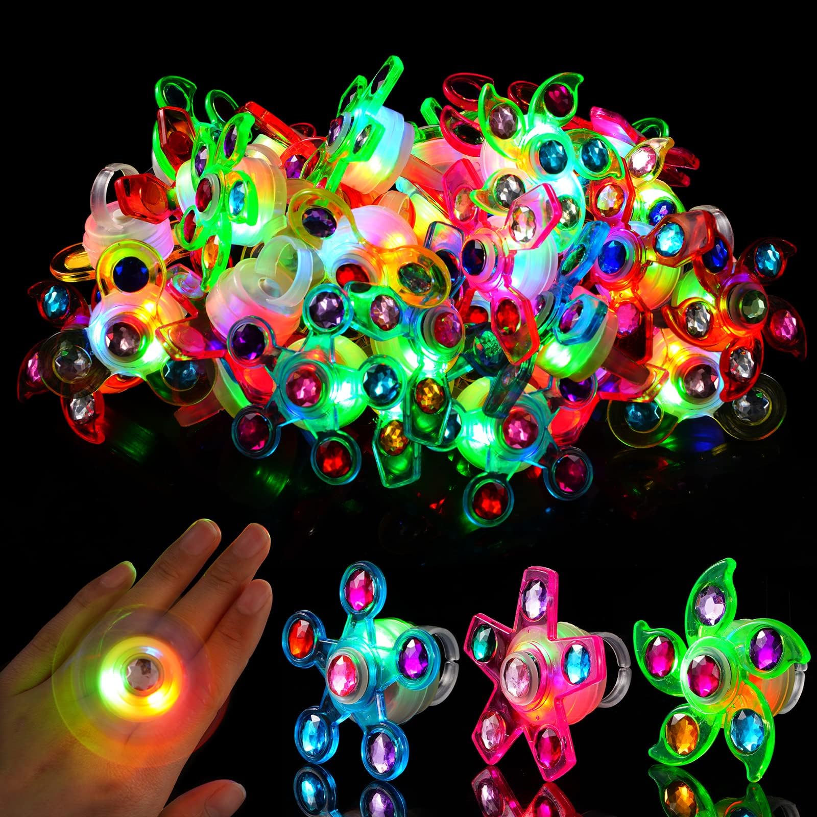 Anelli Luminosi LED 24 Pezzi - Articoli per Feste per Bambini, Premi Luminosi, Gadget da Festa, Laurea, Compleanno - Riempitivi per Borse, Regali