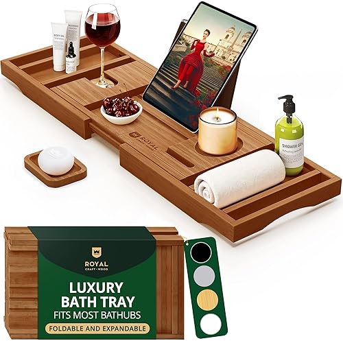 ROYAL CRAFT WOOD Premium Foldable Bathtub Tray - Wood Bath