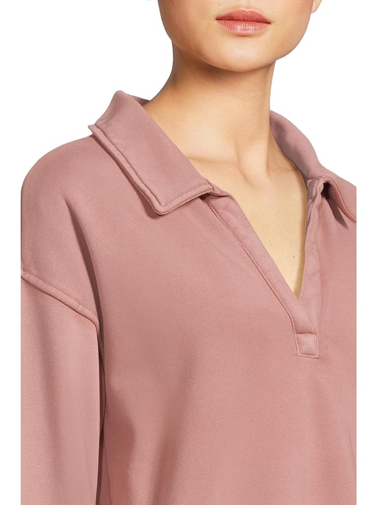 Pink L.L.Bean Sunwashed Sweatshirt Splitneck Polo