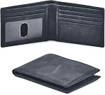 Real Leather Mens Bifold Wallet RFID Blocking Slim Minimalist Front Pocket - Thin & Stylish with ID Window (Coffee Crazy Horse)