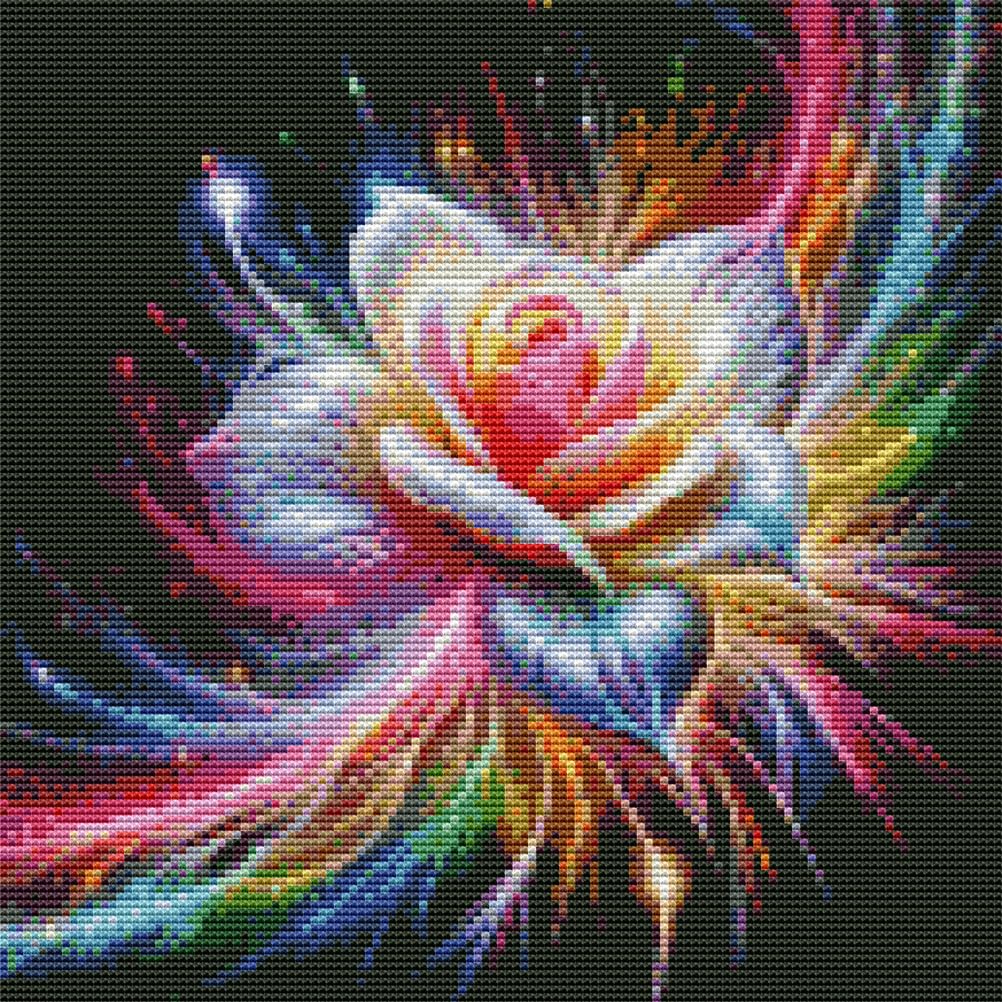 Meecaa Cross Stitch Kits 11 Count Stamped, Flower Rose Light Embroidery Kit with Accessories Pre Printed (36CMx36CM) (Flower) - Image 2