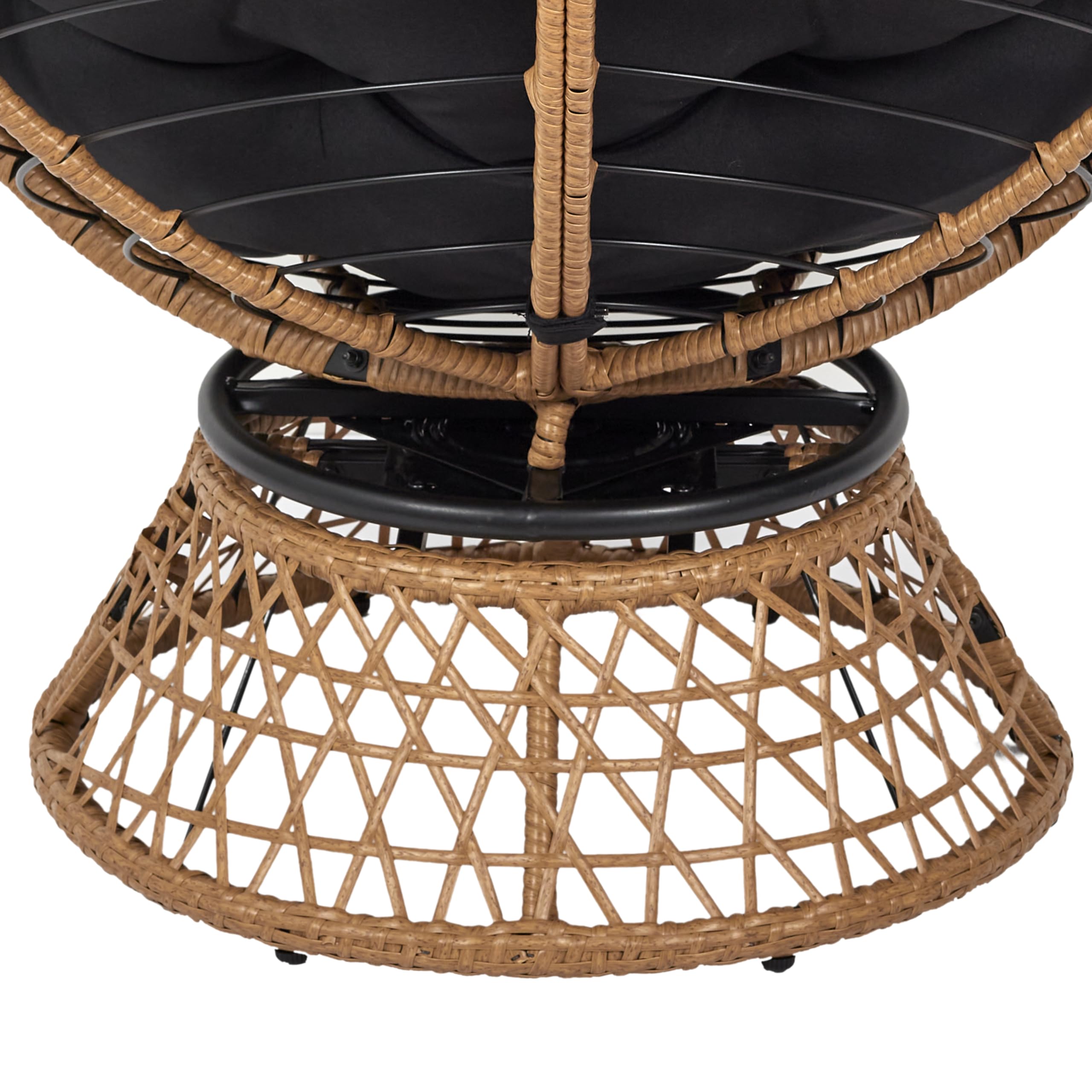 HOME DECO FACTORY, Poltrona girevole per esterni, sedia Relax rotonda, 1 posto girevole a 360°, cuscino spesso grande comfort incluso, mobili da giardino per amenagement balcone, terrazza salotto da