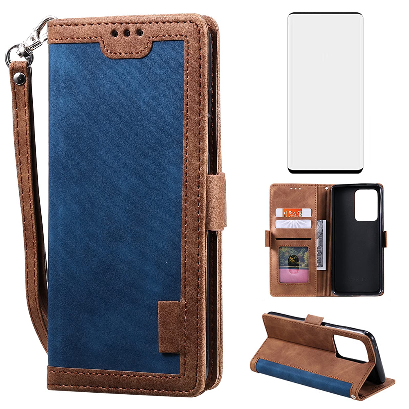 Asuwish Compatible with Samsung Galaxy S20 Ultra Glaxay S20ultra 5G Wallet  Case Tempered Glass Screen Protector Card Holder Stand Cell Phone Cases