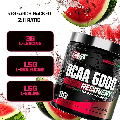 Vista 9 de Nutrex Research - BCAA Powder 6000 Aminoácidos - 0.21 oz de aminoácidos BCAA Suplemento para recuperación después del entrenamiento y crecimiento
