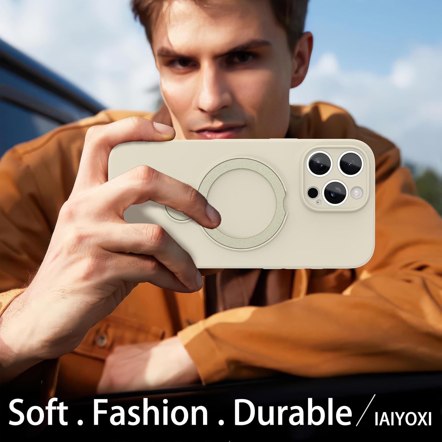 Upgraded 360° Spin for iPhone 14 Pro Max Silicone case with Invisible Stand, Soft Anti-Scratch Microfiber Lining Inside Phone Cover with Kickstand Rotatable for Women and Men, Aq White - Image 8