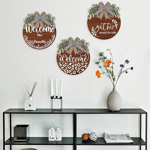 Miniatura 4 de 9 plantillas de bienvenida para pintar sobre madera, 12 pulgadas, redondas, grandes, reutilizables, letras de bienvenida, plantillas de arte de