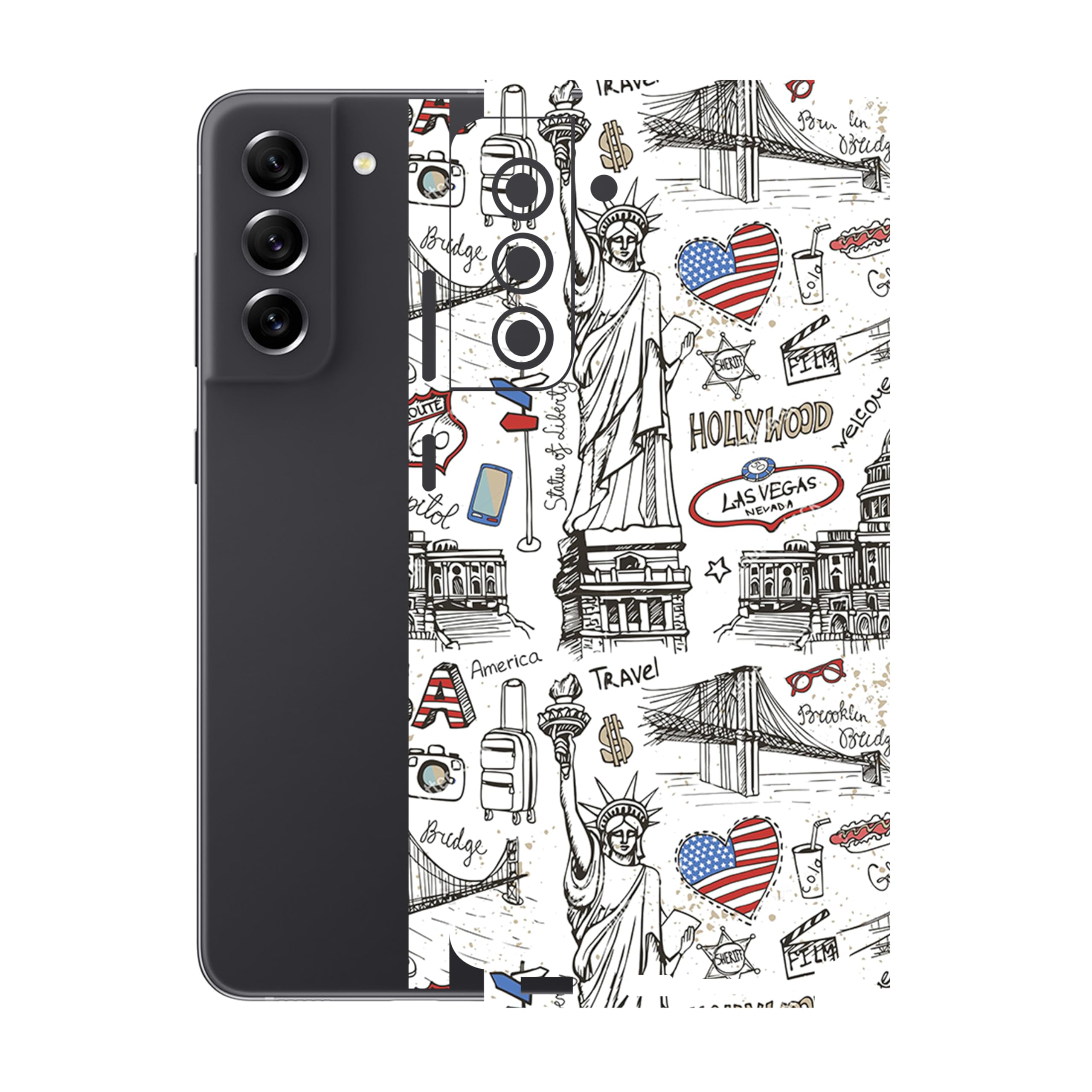 Compatible for Samsung Galaxy S21 FE (5G) Mobile Back Skin Screen Guard Protector (Coverage - Back+Camera+Sides) (Design-1) (44)-picture-35