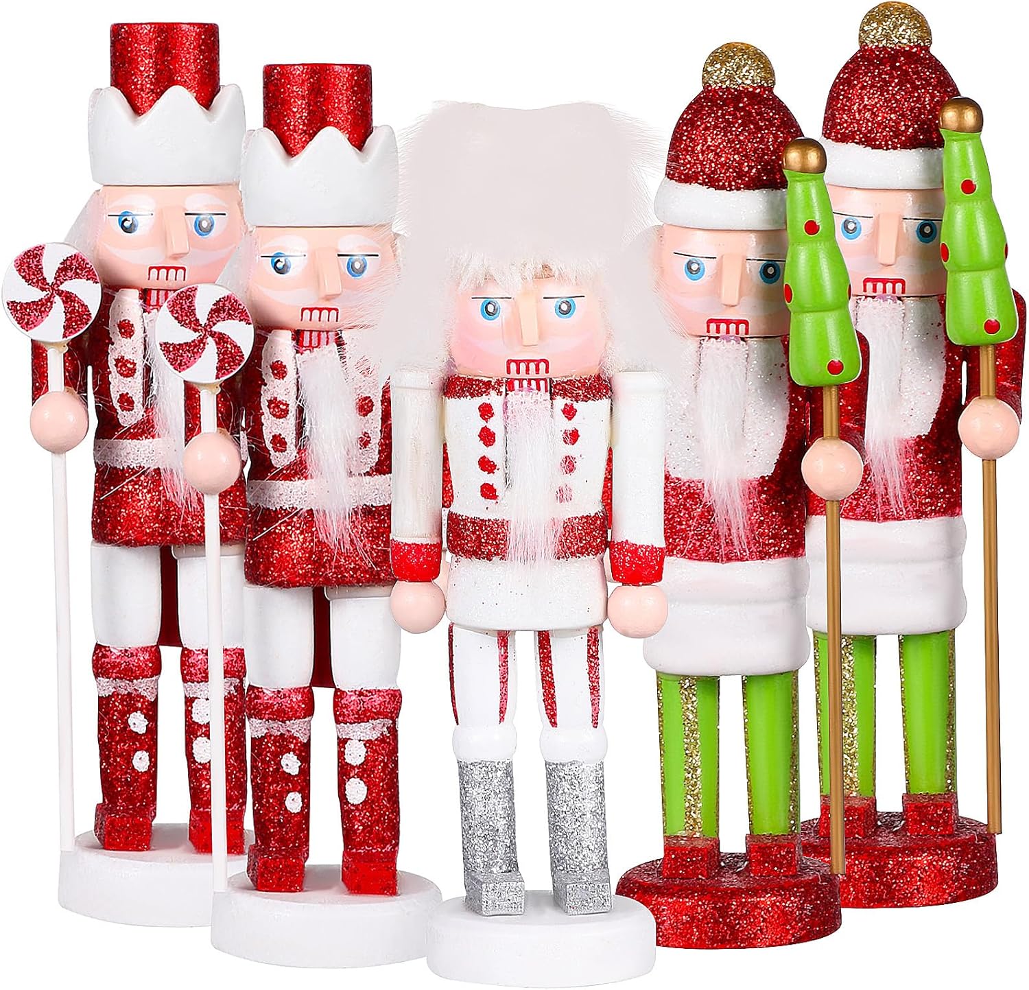 VANZACK Christmas Nutcracker Ornament Set 5 PCS Nutcracker Figures Wooden Nutcracker Ornaments Nutcracker Christmas Ornaments for Xmas Tree, Table Party Decor